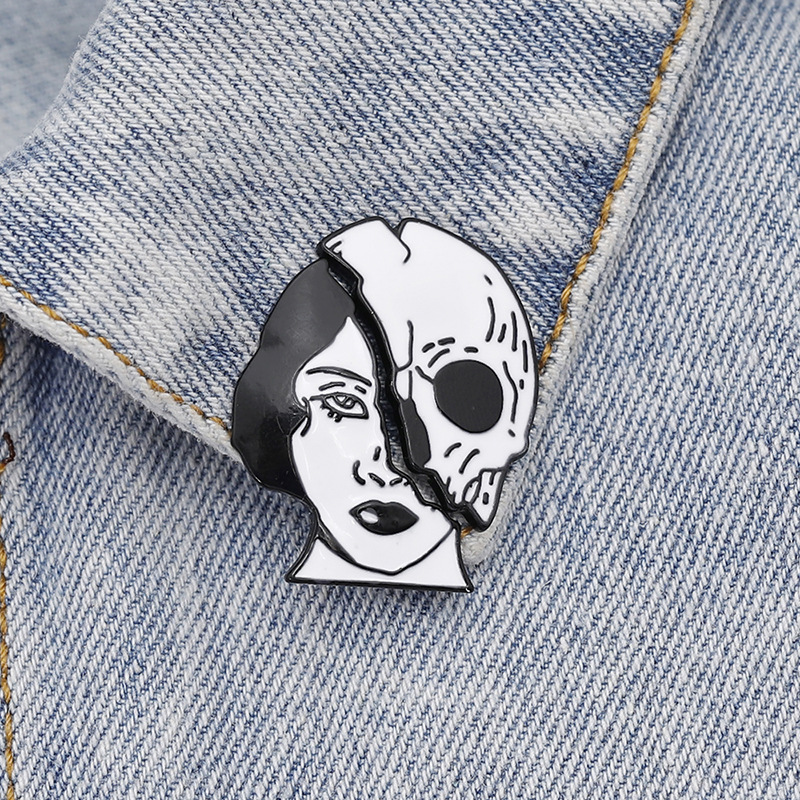 New Stylish Brooch Retro Punk Skull Series Sexy Goddess Oil Drop Brooch Denim Bag Accessories Wholesale Nihaojewelry display picture 2