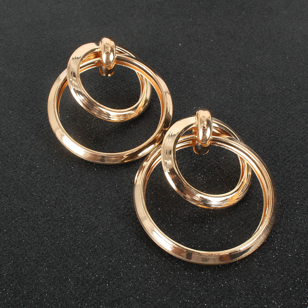 Fashion Alloy Electroplating Geometric Ring Wild Ladies Retro Earrings display picture 2