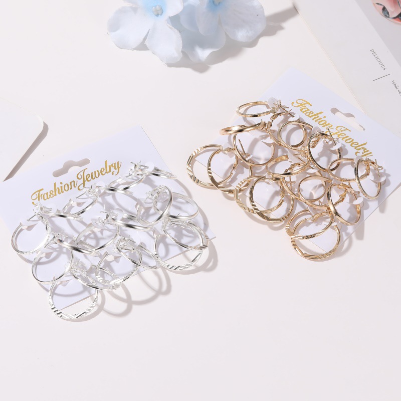 New Simple Wild Circle 9 Pairs Of Earrings Women Wholesale display picture 2