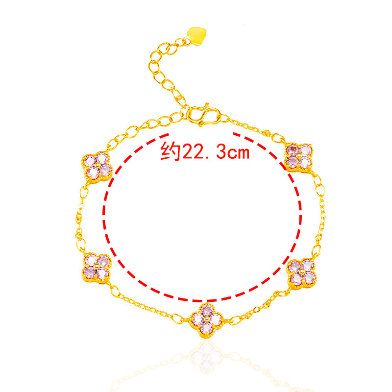 Celebridad en línea moneda europea moda Vietnam arena oro mujer chapado 24K oro tienda misma joyería flor trébol fábrica al por mayor