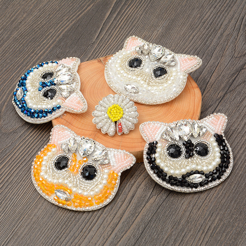 手工钉珠刺绣猫咪布贴手缝可爱龙骧包装饰辅料帽子DIY服装修补丁