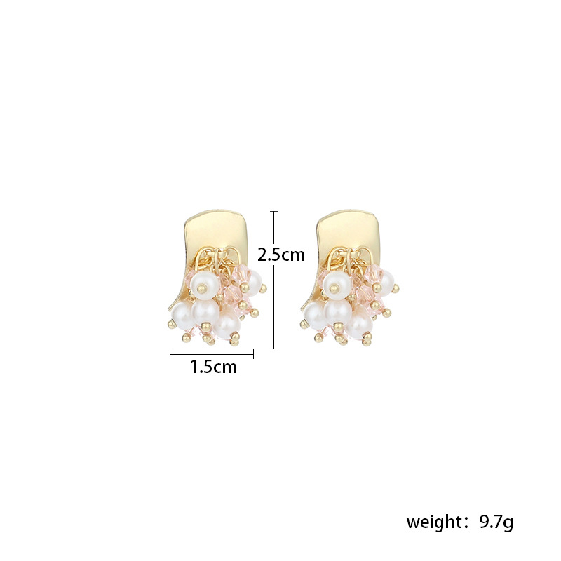 10g Weight Earrings Classification Wedding, Travel, Birthday, Festival Occasion Women'S Gender Pink, Transparent Color  Crystal Pearl Tassel  Korean Earrings 无