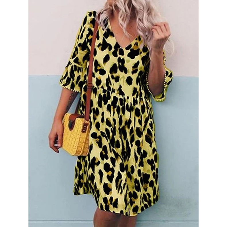 summer new style women s loose V-neck printed dress NSKX5985