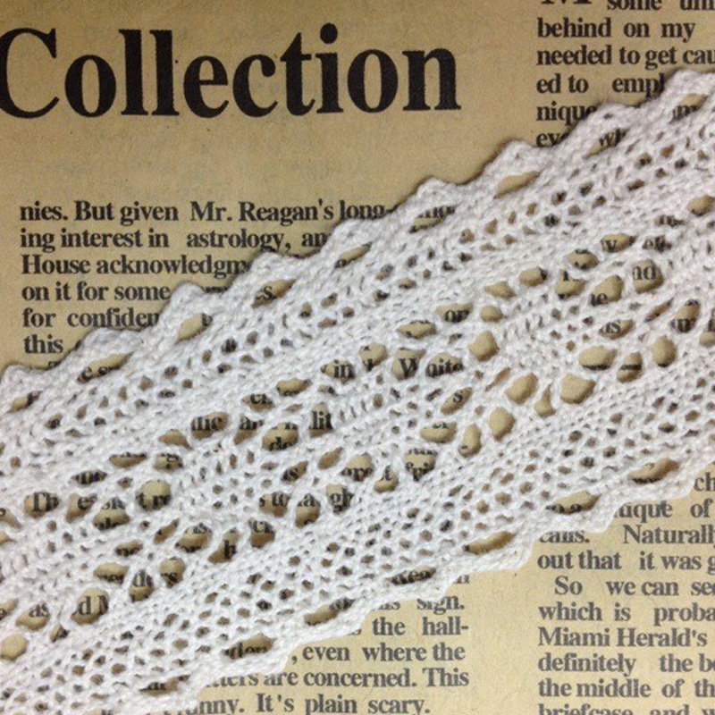 批发棉线花边4厘米本白色花型双边对称现货服装辅料