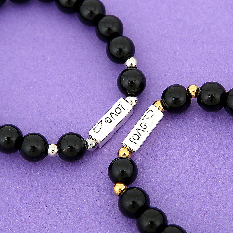 Wholesale Jewelry Imitation Obsidian Beads Bracelet A Pair Of Set Nihaojewelry display picture 6