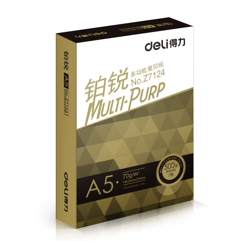 Deli Z7123 Platinum A5 paper prints 500 pieces of wood pulp printing white paper 70g single bag whole box
