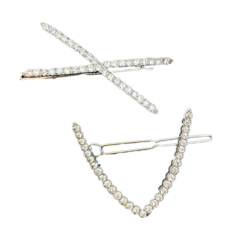 Alloy Diamond V-shaped X-shaped Hairpin display picture 2