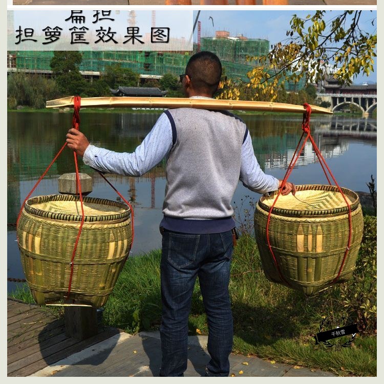 木工鈎子制作務農扁擔竹子鈎擔用竹木幹活帶鈎竹毛竹定制棕色湘西