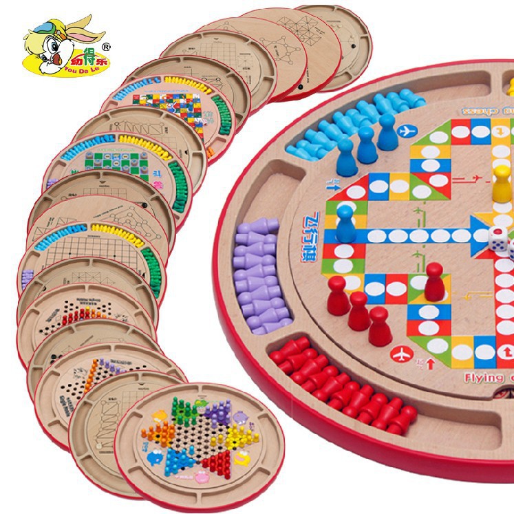 Los niños de educación temprana multifuncional 18-en-1 tablero de ajedrez juguetes niños y niñas juguetes educativos de madera regalos de cumpleaños image 3