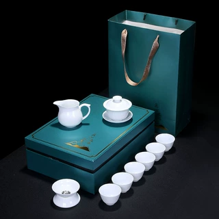 茶具套装红礼盒商务礼品logo制定白瓷家用办公伴手礼10头茶陶瓷具