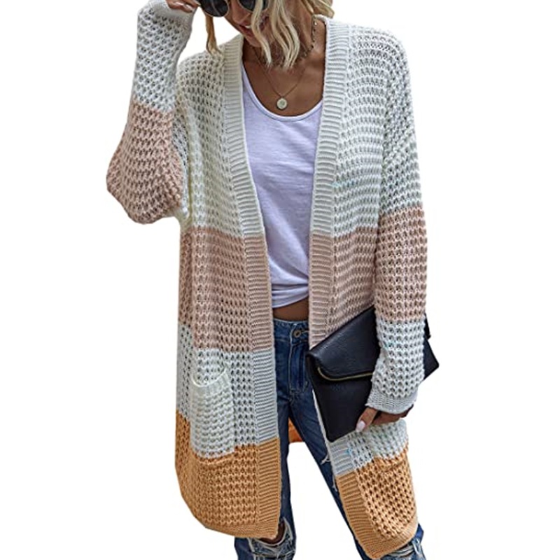 Long-Sleeved Knitted Long Cardigan NSPZN105100