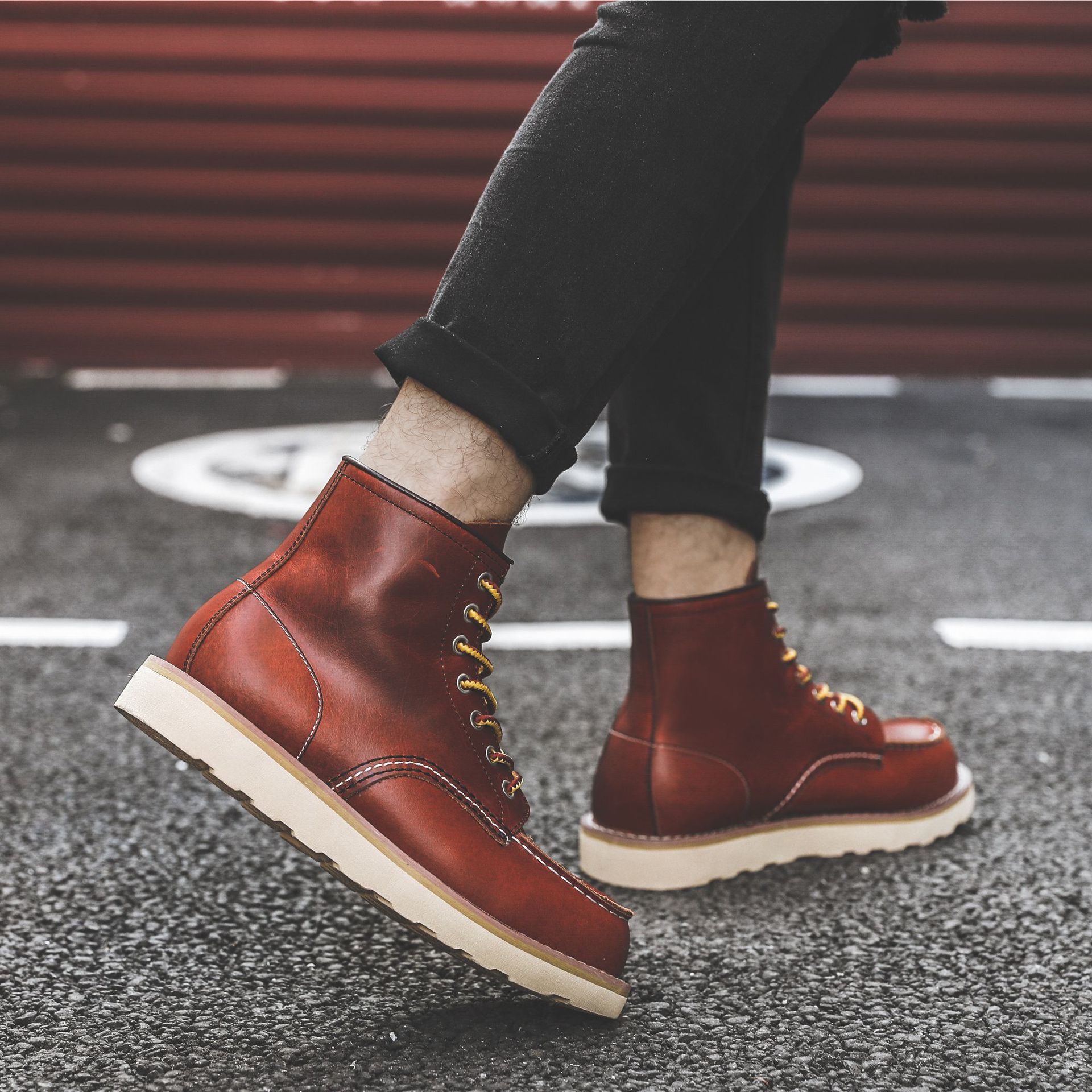 Title 26, Stivali Martin piatti slip-on retrò da lavoro d...