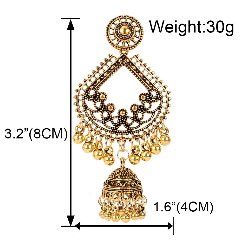 Fashion Retro Tassel Earrings Boho Birdcage Bell Pendant Bell Earrings Wholesale Nihaojewelry display picture 1