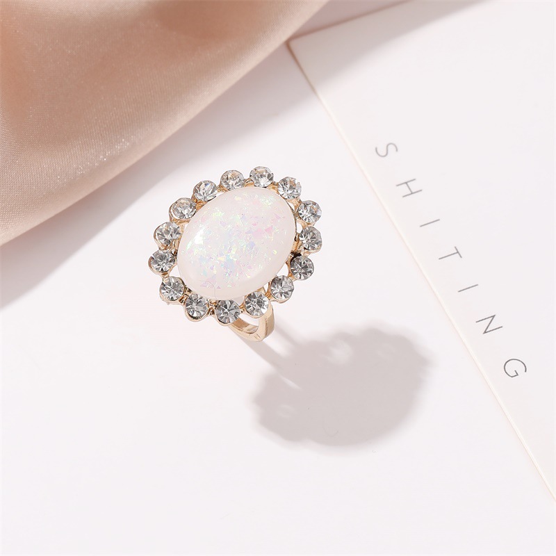 New Exaggerated Sunflower Ring Baroque Opal Stone Index Finger Ring Wholesale display picture 5