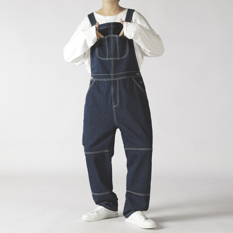 Man's clothing Overalls men's youth loose straight leg plus size romper printed embroidery_voghion.com
