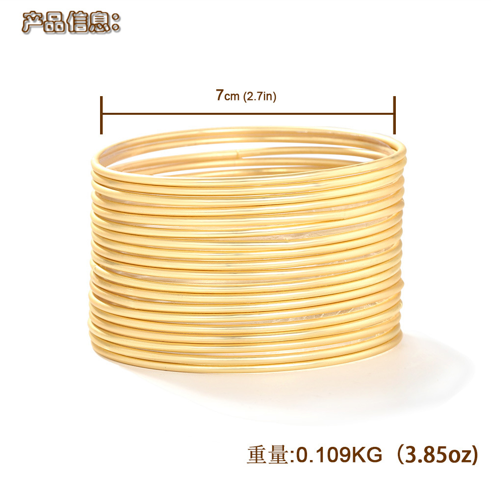 Simple Alloy Plated Texture Round Bracelet Fashion Multilayer Bracelet Wholesale display picture 1