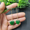 Fashionable green long earrings jade heart-shaped