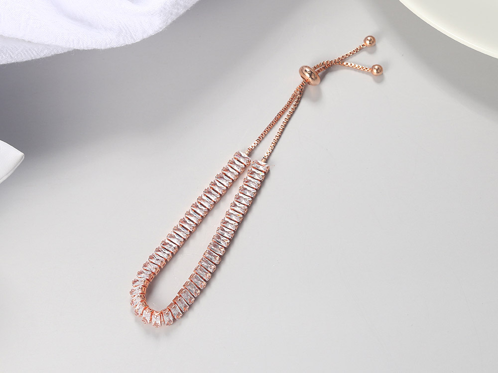 Simple Style Geometric Copper Inlay Zircon Bracelets 1 Piece