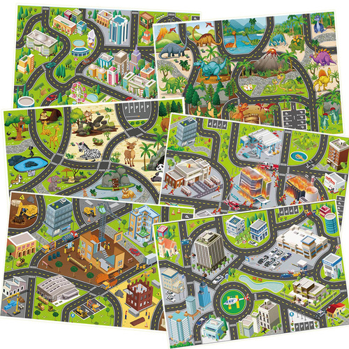 Original factory direct supply children's large scene game mat dinosaur animal police fire simulation picnic crawling mat