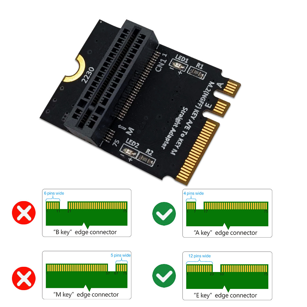 M Key M.2 KEY M SSD转 Key A/E转接卡NGFF转nvme固态硬盘 立式转接板-阿里巴巴