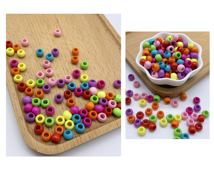 Factory direct sales of 8mm large-hole solid color round acrylic beads, diy handcrafted children's toy bracelets, versatile beads detail image 5