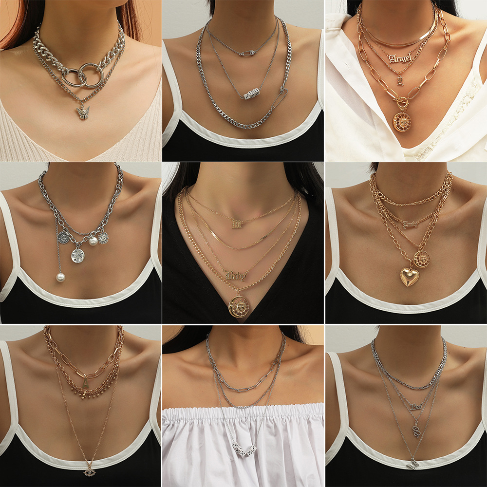 Multi-layer Creative Retro Simple Alloy Hip Hop Necklace display picture 2