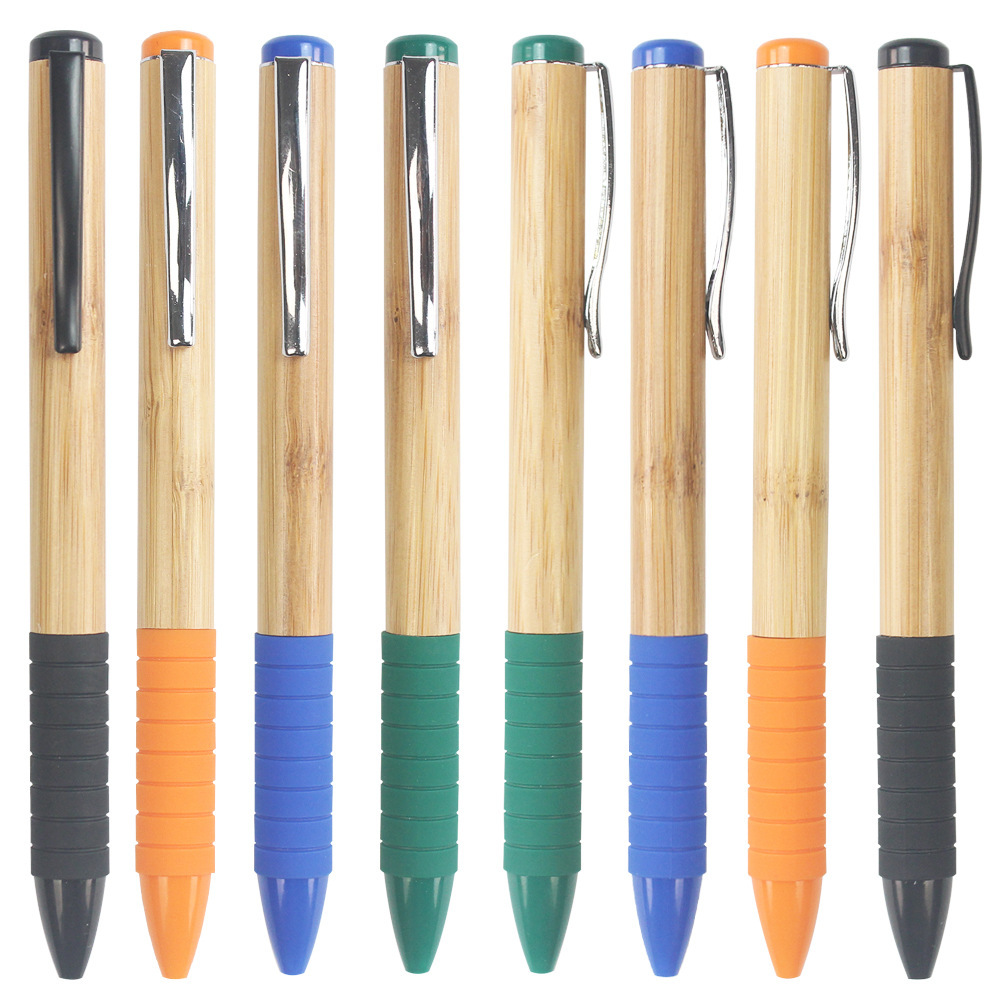 Bolígrafo de registro pluma de bambú rotativa logotipo personalizado láser grabado regalo promocional pluma de aceite image 5