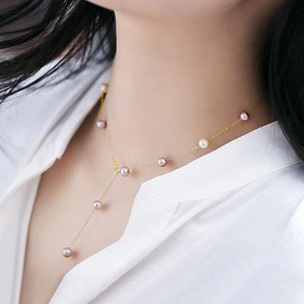 Simple Style, Classic Style Style Freshwater Pearl Sterling Silver Solid Color Necklace