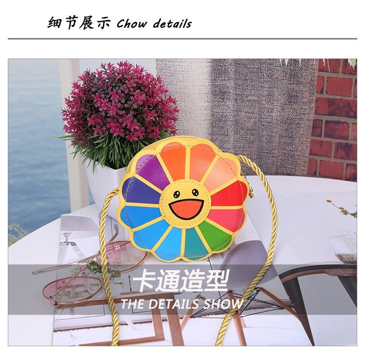 Girls' fashionable travel crossbody bag, cartoon cute seven-color flower bag, little girl single-shoulder bag, mini princess small bag undefined
