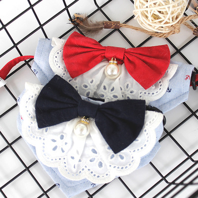 吉米娃娃宠物狗公主蕾丝口水巾猫咪可爱围脖蝴蝶结三角巾围嘴项圈