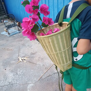 Bamboo Products Bamboo Basket Refined Weaving Backbasket Household Storage Tea Picking Performance Tea Basket Vegetable Basket Fish Basket Basket