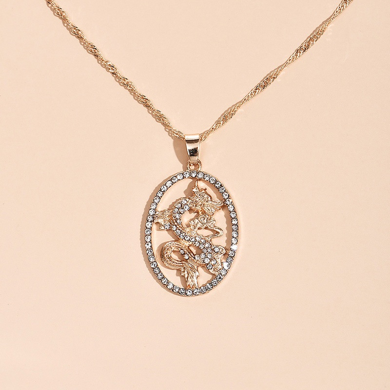 Fashion Full Diamond Chinese Style Dragon Women's Necklace Exaggerated Totem Dragon Wholesale display picture 3