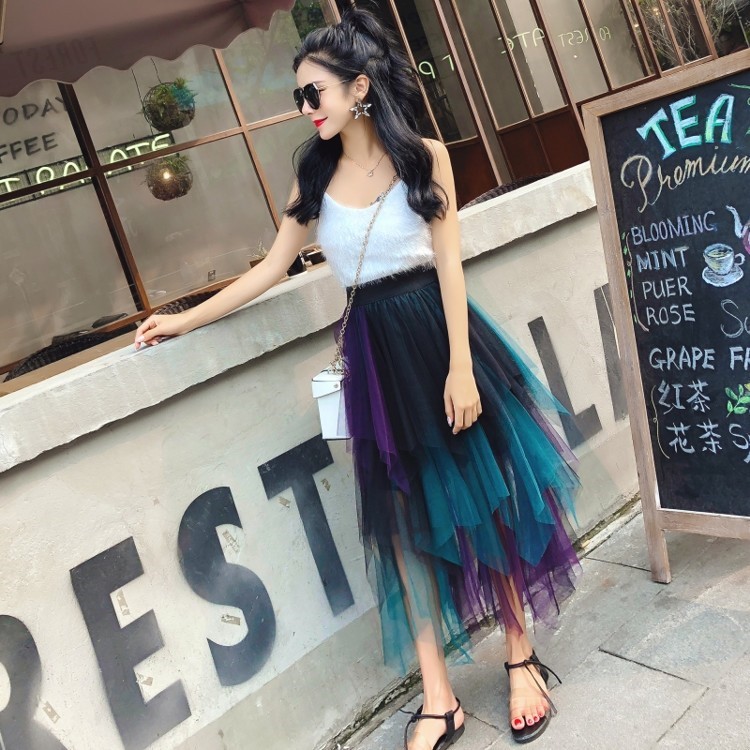 Summer, Spring, Autumn Season Summer Spring Autumn Fashion Tie Dye Polyester Knee-length Skirts