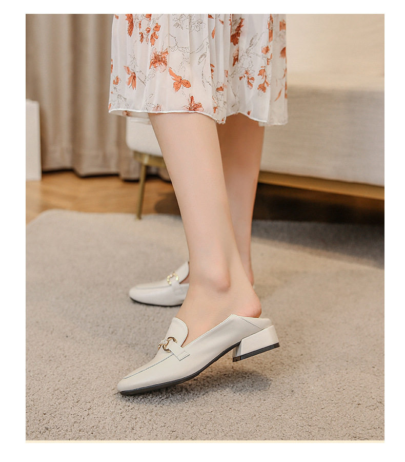 Giày lười nữ mũi vuông gót vuông 3–5 cm kiểu Anh, da sợi mảnh, form rộng size lớn — Màu mơ, Màu đen chi tiết 17