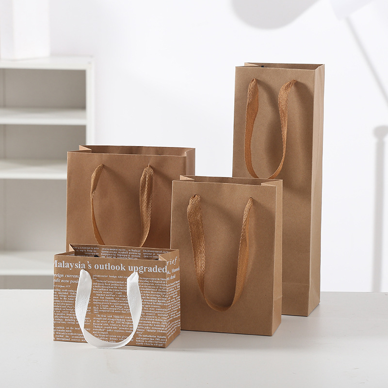 牛皮纸白卡纸手提袋制定 食品酒水面包包装袋 餐馆外卖袋子打包袋