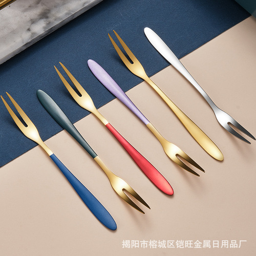 Internet-famous Instagram fruit fork 304 stainless steel fruit skewers creative tableware household mooncake fork restaurant dessert fork