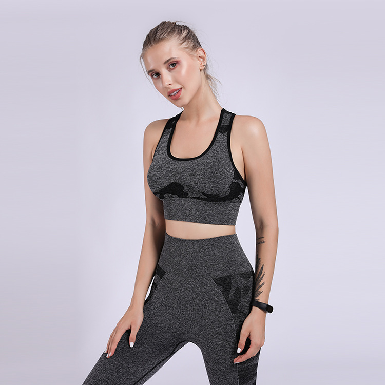 瑜伽服套装定制欧美风迷彩无缝运动文胸内衣吸湿排汗健身瑜伽服女