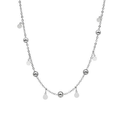 Personalized simple bead necklace s925 sterling silver necklace ins style Korean style temperament women's round clavicle chain jewelry