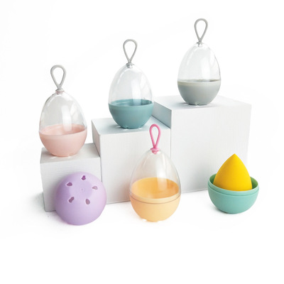 美妝蛋收納盒防黴防塵晾曬海綿粉撲托架透氣挂圈殼便攜款廠家直銷