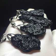 天然陨石 雷公墨玻璃陨石 吊坠项链 天外来客 幸运石 卡扣款 包边