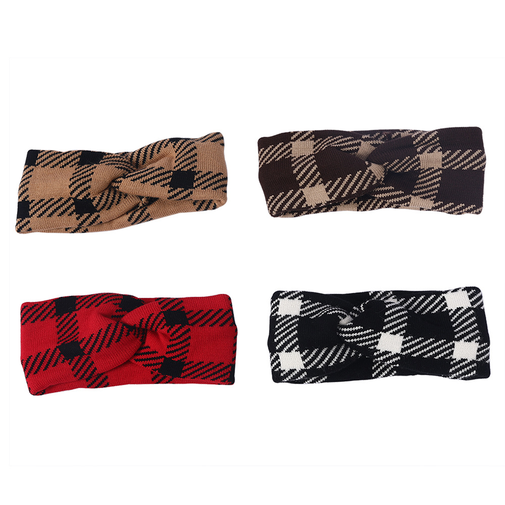 New Classic Check Wool Wide-brimmed Headband display picture 6