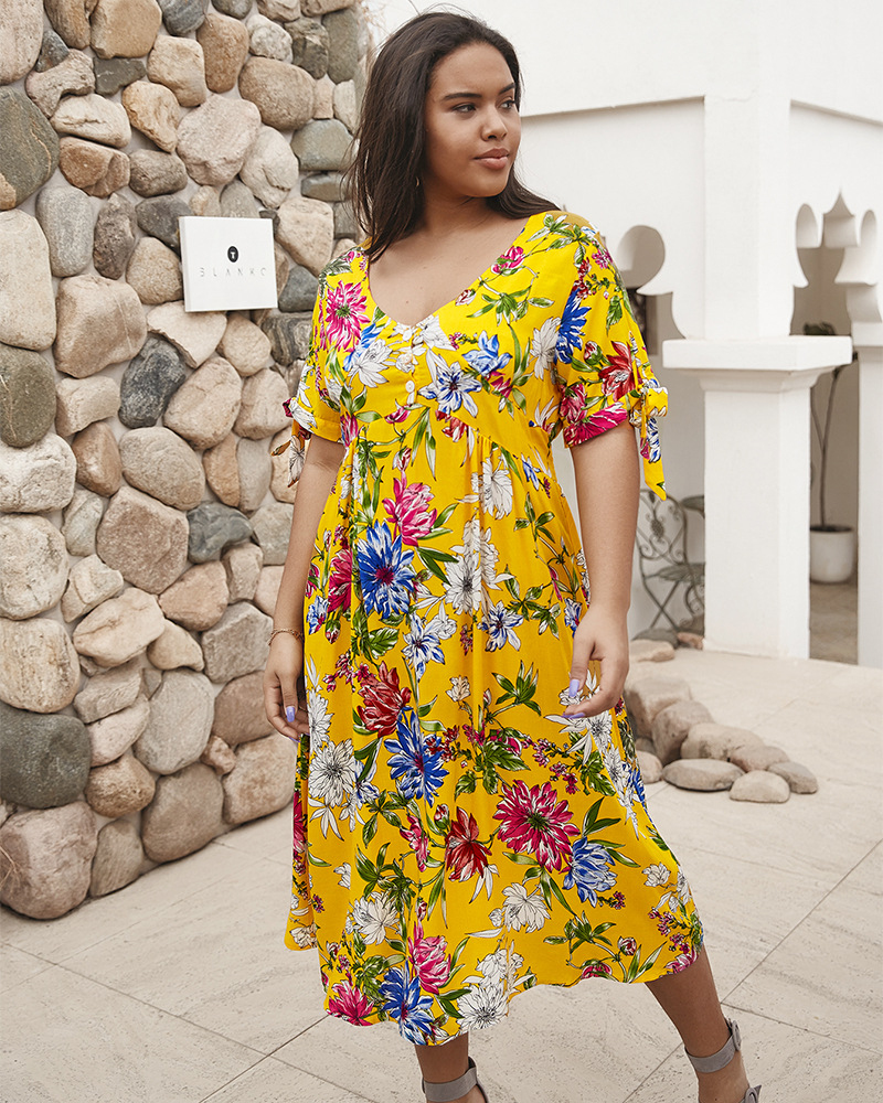 spring and summer plus size  bohemian print dress  NSQH7903