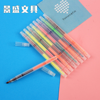 student Fluorescent pen sign Emphasis Double color marking pen children colour Painting Pen Macaroon Graffiti Watercolor pen