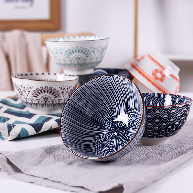 5 Inch Nordic Ceramic Household Rice Bowl Tableware Set Creative Meal Bowl Special Offer Bowl Soup Bowl Oatmeal Bowl