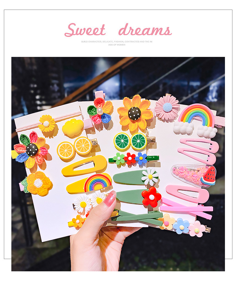 Korean  Children's Hair Clip Head Rope Set Candy Color Hairpin Side Clip Duckbill Clip Wholesale Nihaojewelry display picture 5