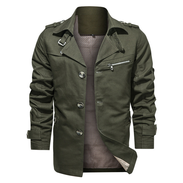 Men’s casual jacket lapel mid length jacket