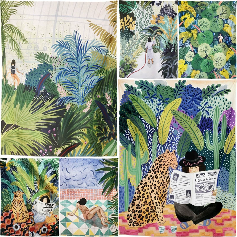 Трансграничная горячая Распродажа иллюстрация Печатный гобелен живопись интернет-знаменитости ins декоративный фон настенный гобелен подвесная ткань пляжное полотенце