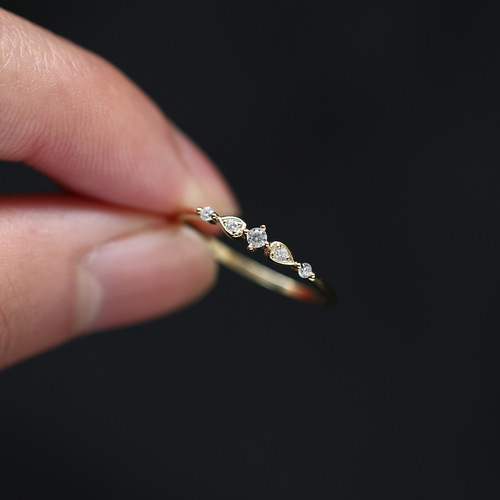 S925 sterling silver plated 14K gold platinum women's ring ring tail ring zirconium diamond fine simple Japanese retro foreign trade