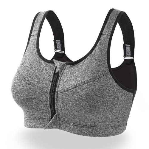 Manufacturer wholesale non-wired professional high-strength four-level shock-proof sports bra front zipper sports bra