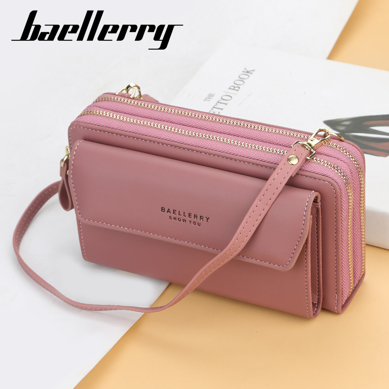 Baellerry women's messenger bag Korean Summer Fashion Shoulder Bag versatile large capacity double zipper mobile phone bag